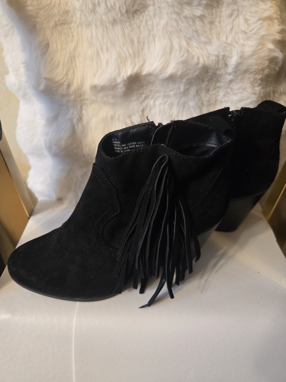 Madden Girl Black Suede Fringe Ankle Boots